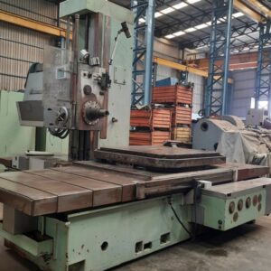 OLD USED HORIZONTAL BORING MACHINE TOS WHN 11 DIAMETER OF SPINDLE 110 MM SPINDLE TAPER ISO 50 TABLE CLAMPING SURFACE 1250X1250 MM