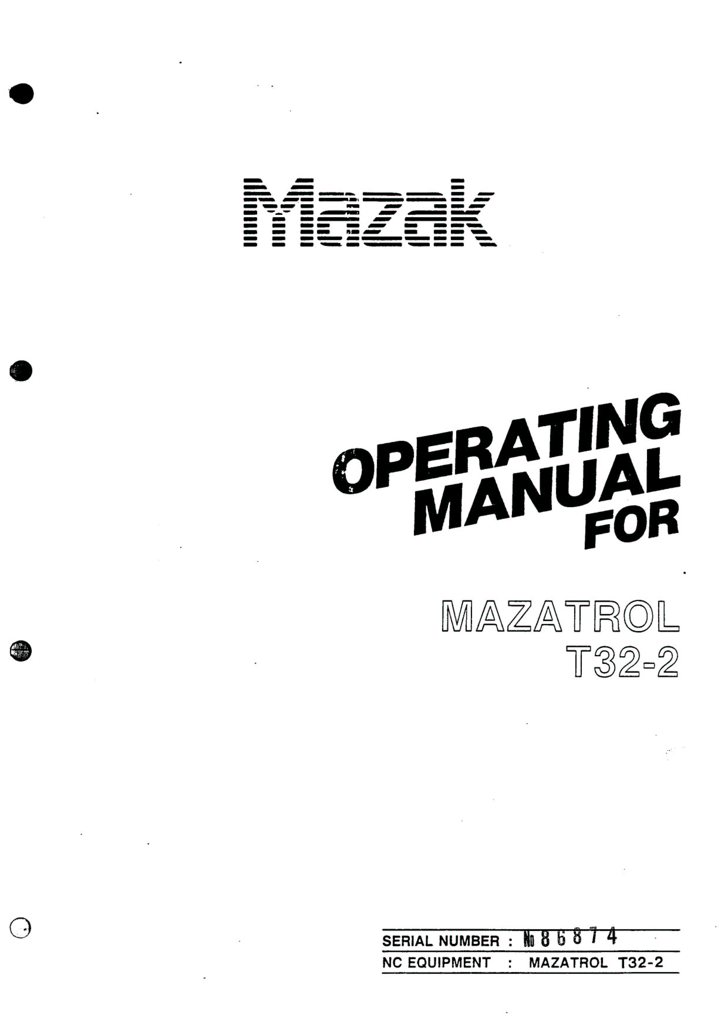 Mazak Programming Manual for Mazatrol T32-2 Class BookM148 